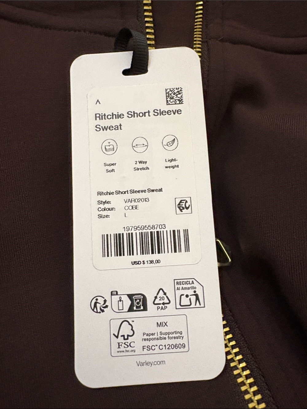 NWT VARLEY Ritchie Short Sleeve Sweat - Picture 7 of 8